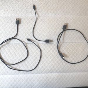 Micro USB Black Cables x 3, two long and 1 short